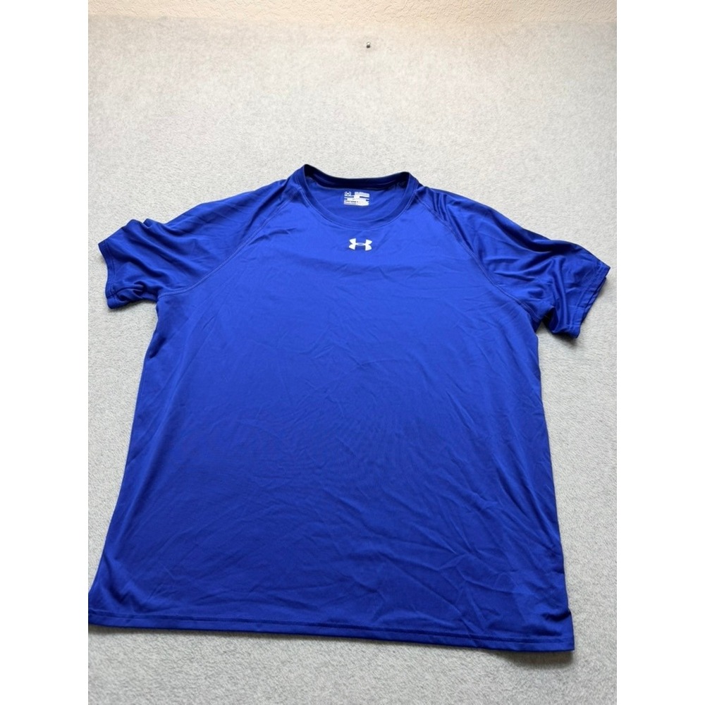 Under Armour HeatGear Mens 2XL Royal Blue Loose Fit Short Sleeve Training Shirt